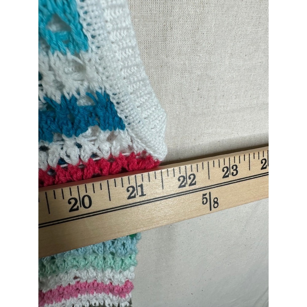Talbots Sweater Vest Crochet Crewneck Pullover Rainbow Stripe Womens Sz Medium - Picture 5 of 8
